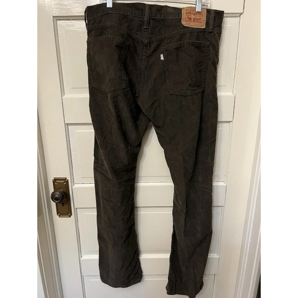 Levi's White Tab 514 Slim Straight Fit Corduroy Pants 36x34 Brown Vintage Mens